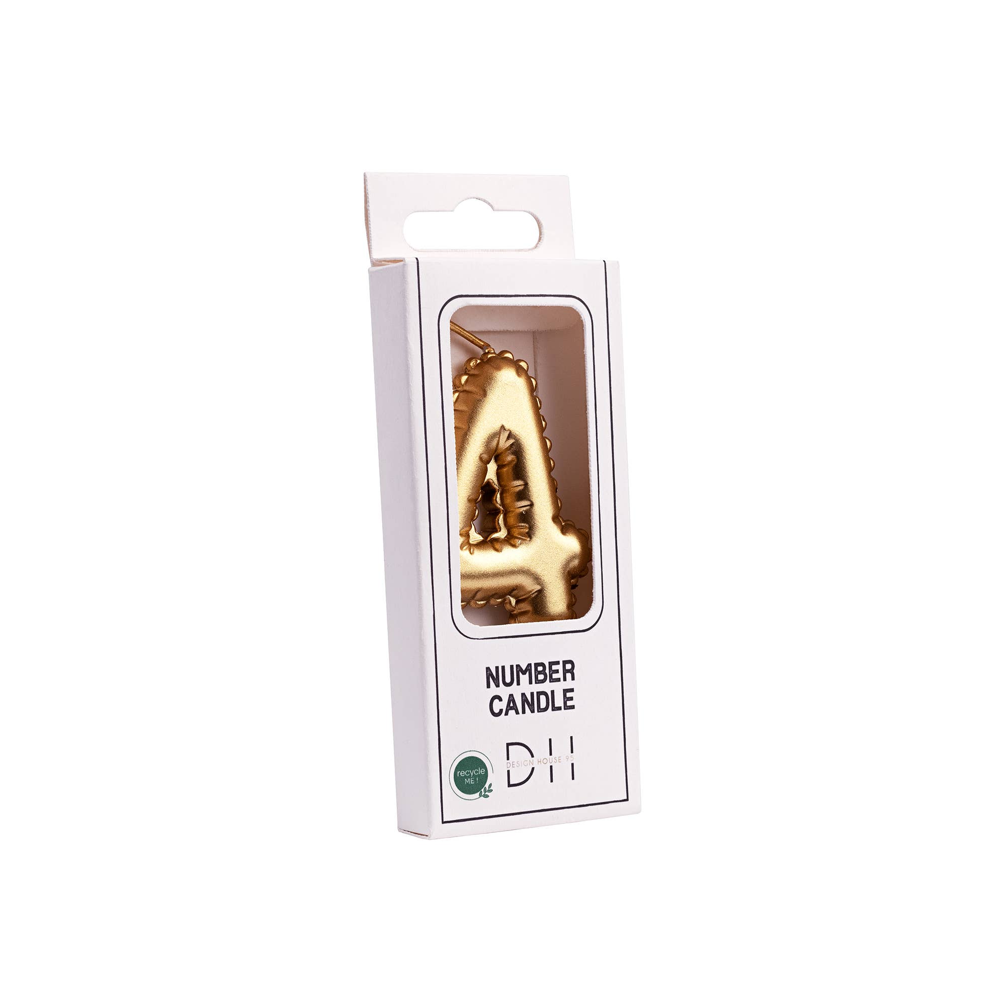 Designhouse95 - Wholesale Cake/Cupcake Topper - Number candle 1pc, 4, Foil balloon, Gold1