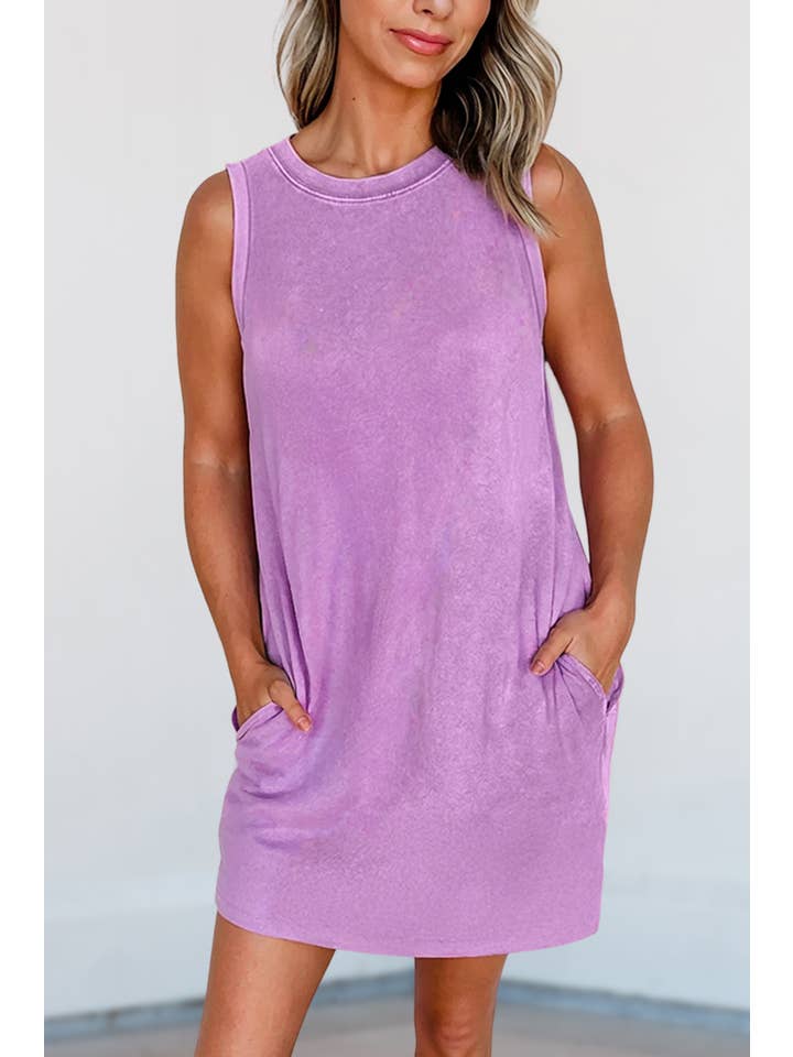Aapparella - Wholesale Dress - Women's - Mineral Wash Tank Mini Dress with Pockets | S-XL
