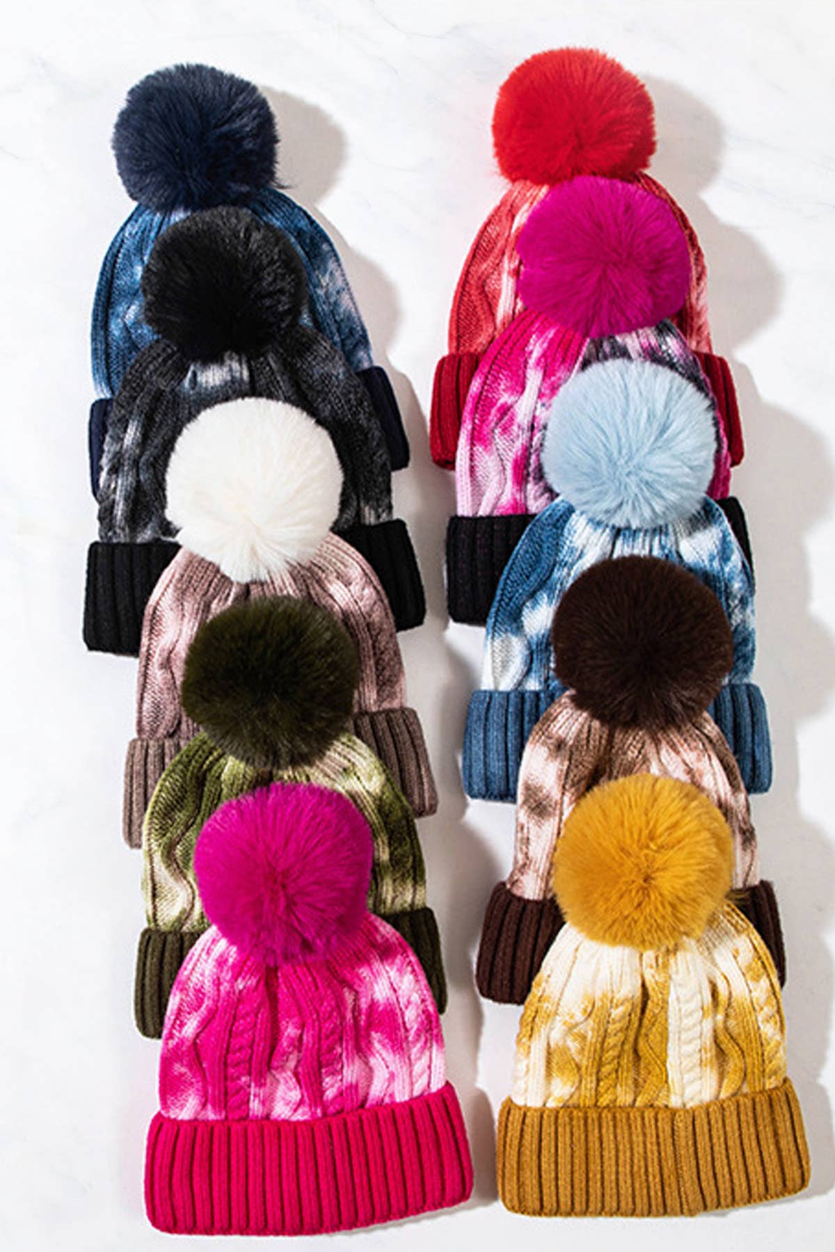 Suzie Q USA - Vente Bonnet – femme - Bonnet New Fashion Tie Dye POM13