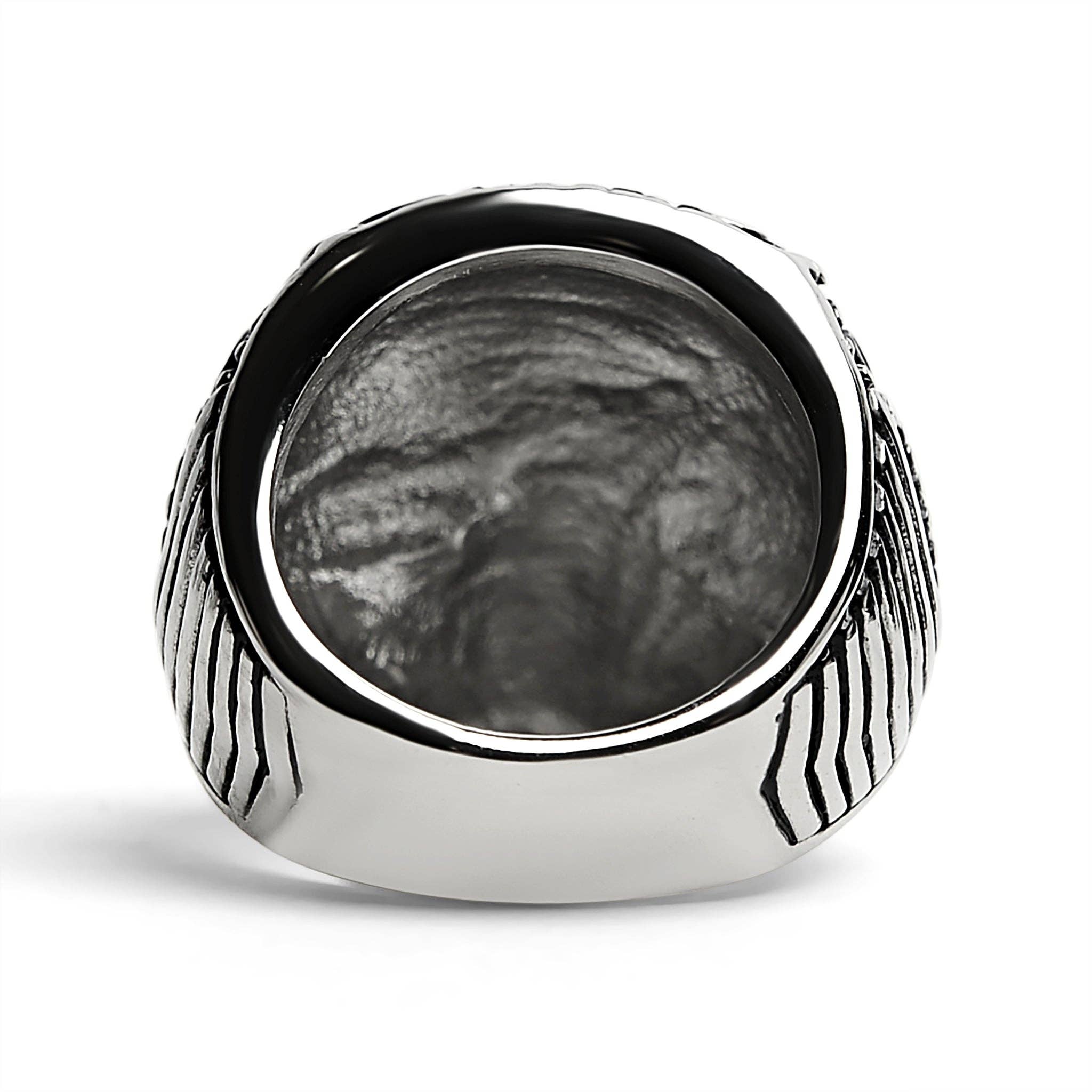 WJW - Vente Bague de cocktail/de cérémonie - Bague Crâne en Acier Inoxydable d'Inspiration Tribale2