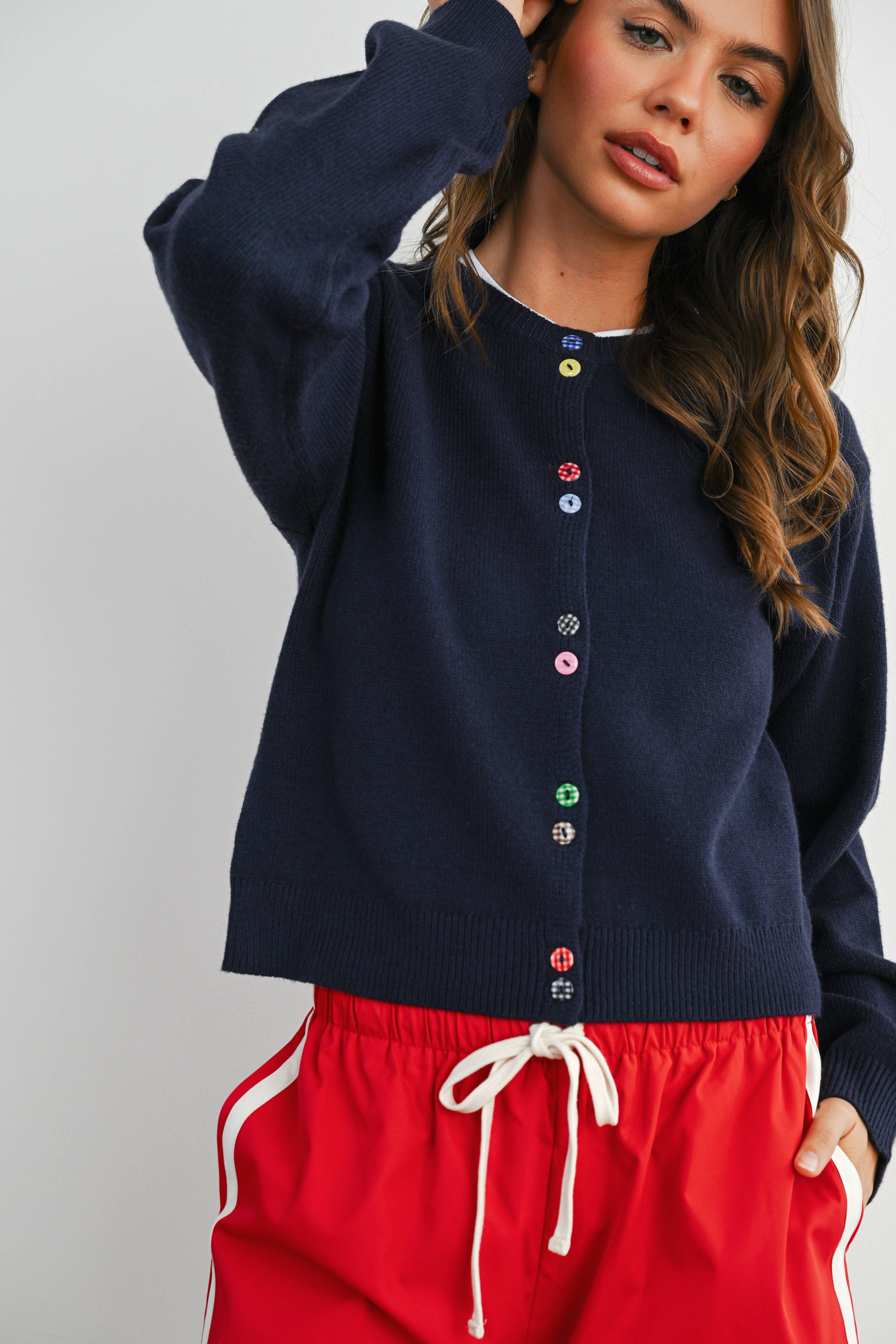 BUTTERMELON - Wholesale Cardigan - Women's - Long Sleeve Buttoned Cropped Cardigan - BMC790632