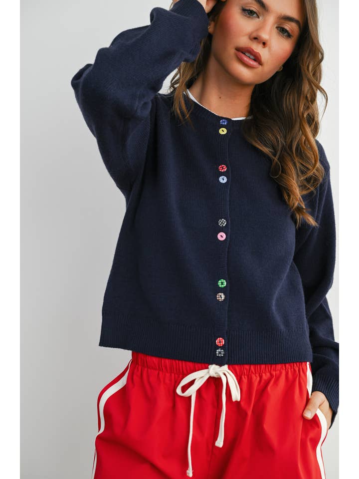 BUTTERMELON - Wholesale Cardigan - Women's - Long Sleeve Buttoned Cropped Cardigan - BMC790632