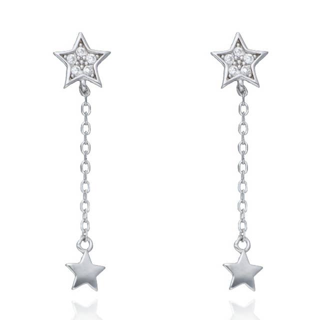 Sterling sølv øreringe Starfall Duo for engroshandel hos Las Joyas de Amanda