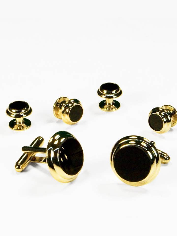 Ónix circular negro con círculos concéntricos dorados de doble borde para venta al por mayor de Tux-USA®