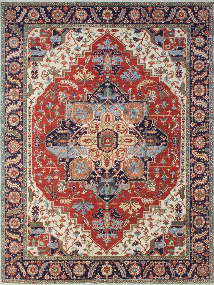 Aria Moursal Rust/Blue Rug, 9'10" x 13'10" for wholesale by Noori Rug