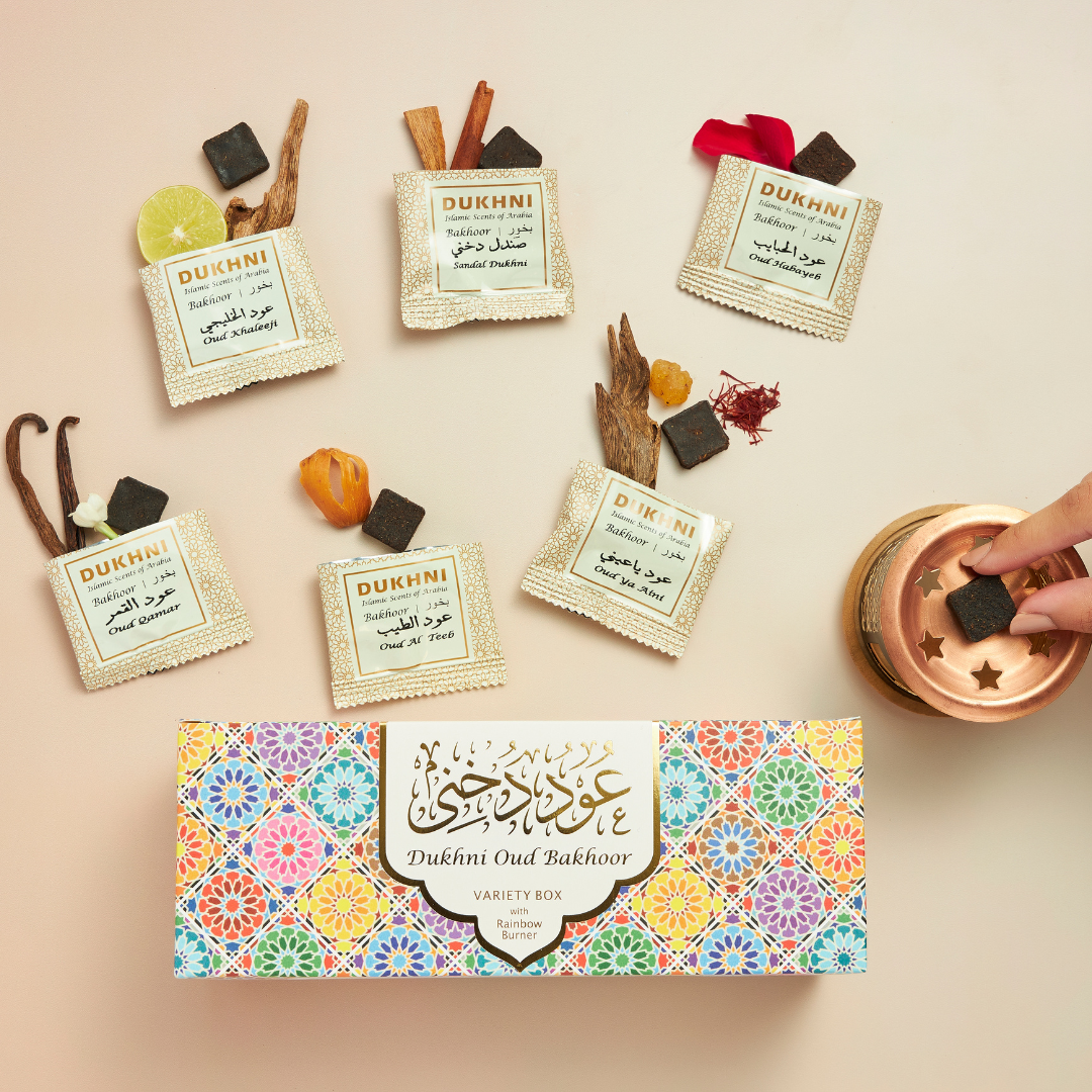 Dukhni - Wholesale Incense - Oud Bakhoor Variety Box + Smokeless Burner I Arabic Incense 1