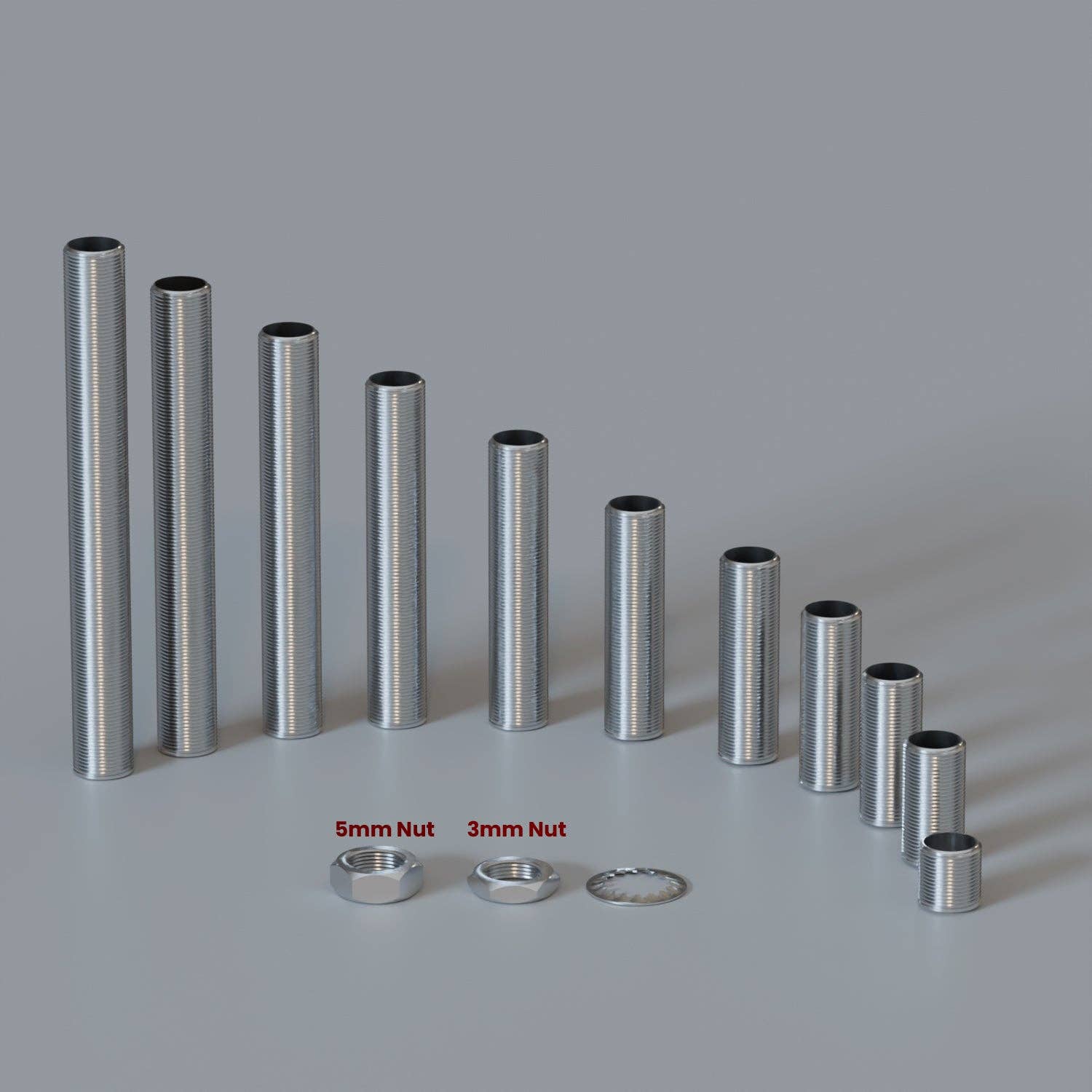 Ledsone - Wholesale Craft Supplies - 5 x M10 Threaded Aluminum rod Nipple hollow tube in various length ~ 28982