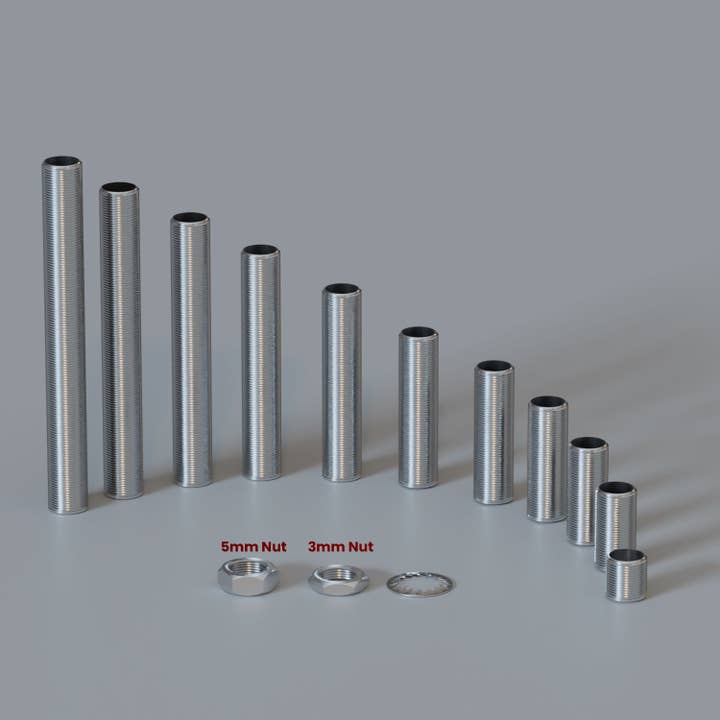 Ledsone - Wholesale Craft Supplies - 5 x M10 Threaded Aluminum rod Nipple hollow tube in various length ~ 28982