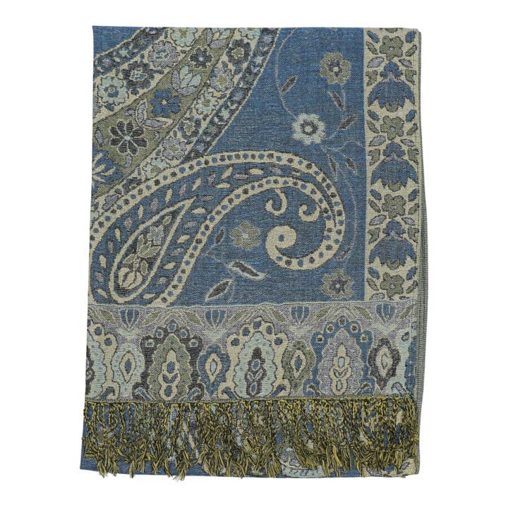 ASSORTED Metallic Pashmina Paisley Pattern SCF3719-30 (12PC) for wholesale on Faire12