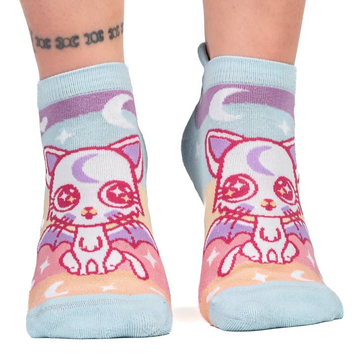FootClothes LLC - Wholesale Socks - Unisex - Mystic Kitty Ankle Socks