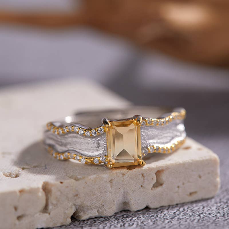 Gioiellin - S925 Silver Jewelry - Wholesale Single Stone/Solitaire Ring - S925 Sterling Silver Natural Peridot Amethyst Citrine Ring2