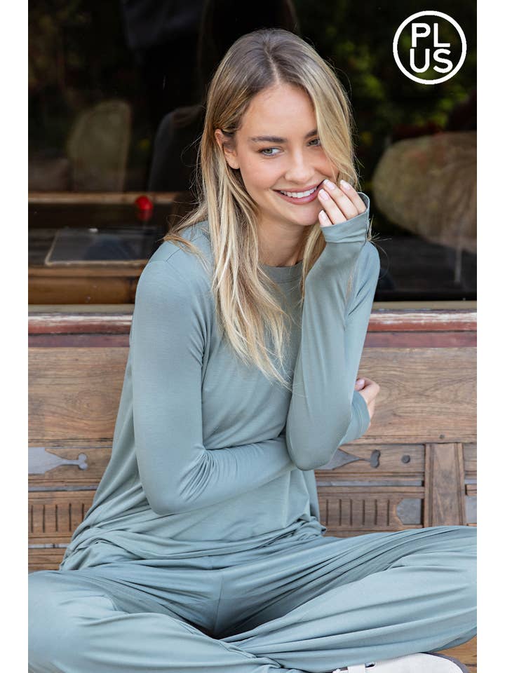 Rae Mode - Wholesale Lounge Top - Women's - PLUS SIZE VISCOSE MODAL LONG SLEEVE TOP