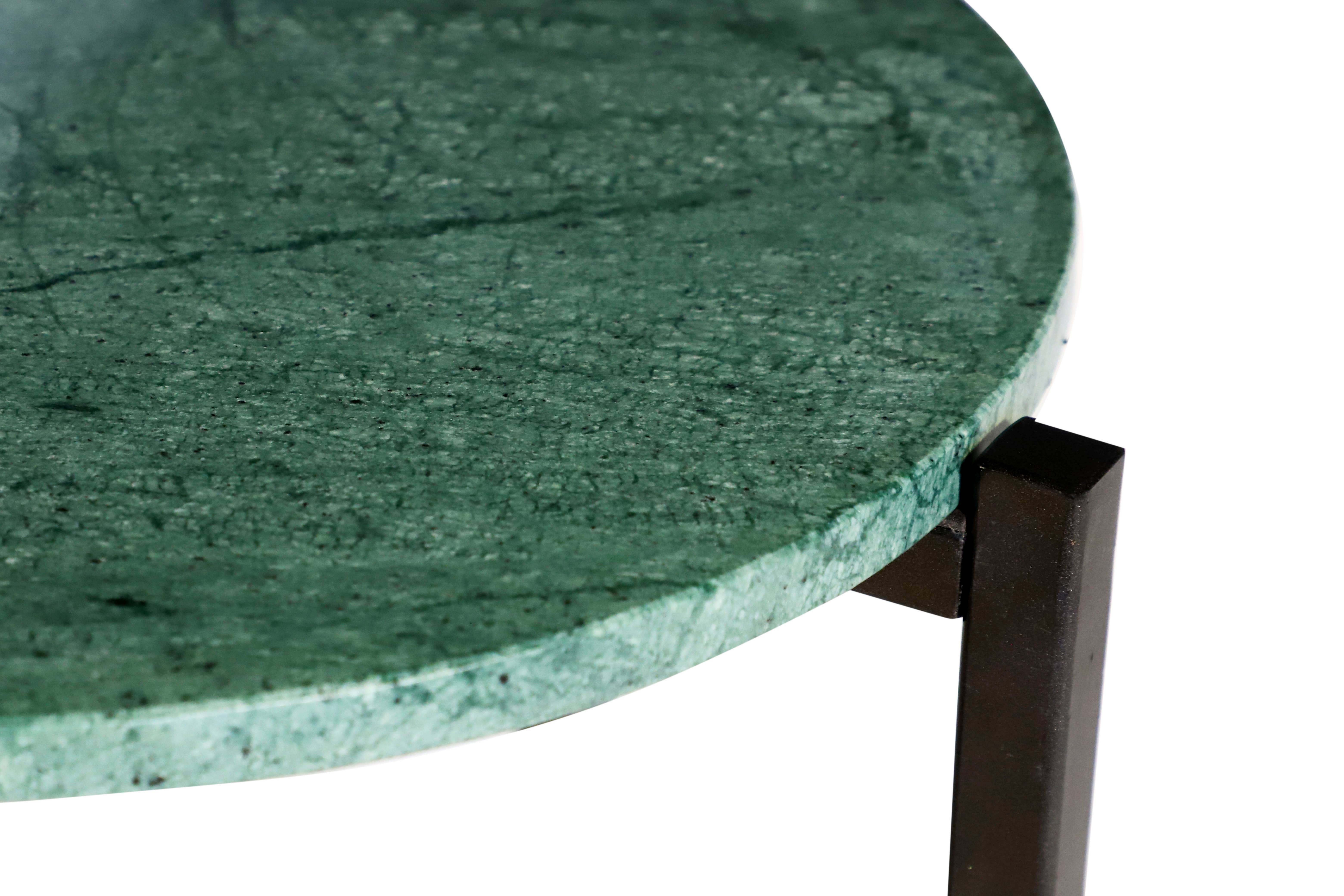 India Curated - Wholesale Side Table - Green Marble Side Table with Grey Metal Frame-21 Inch Height4