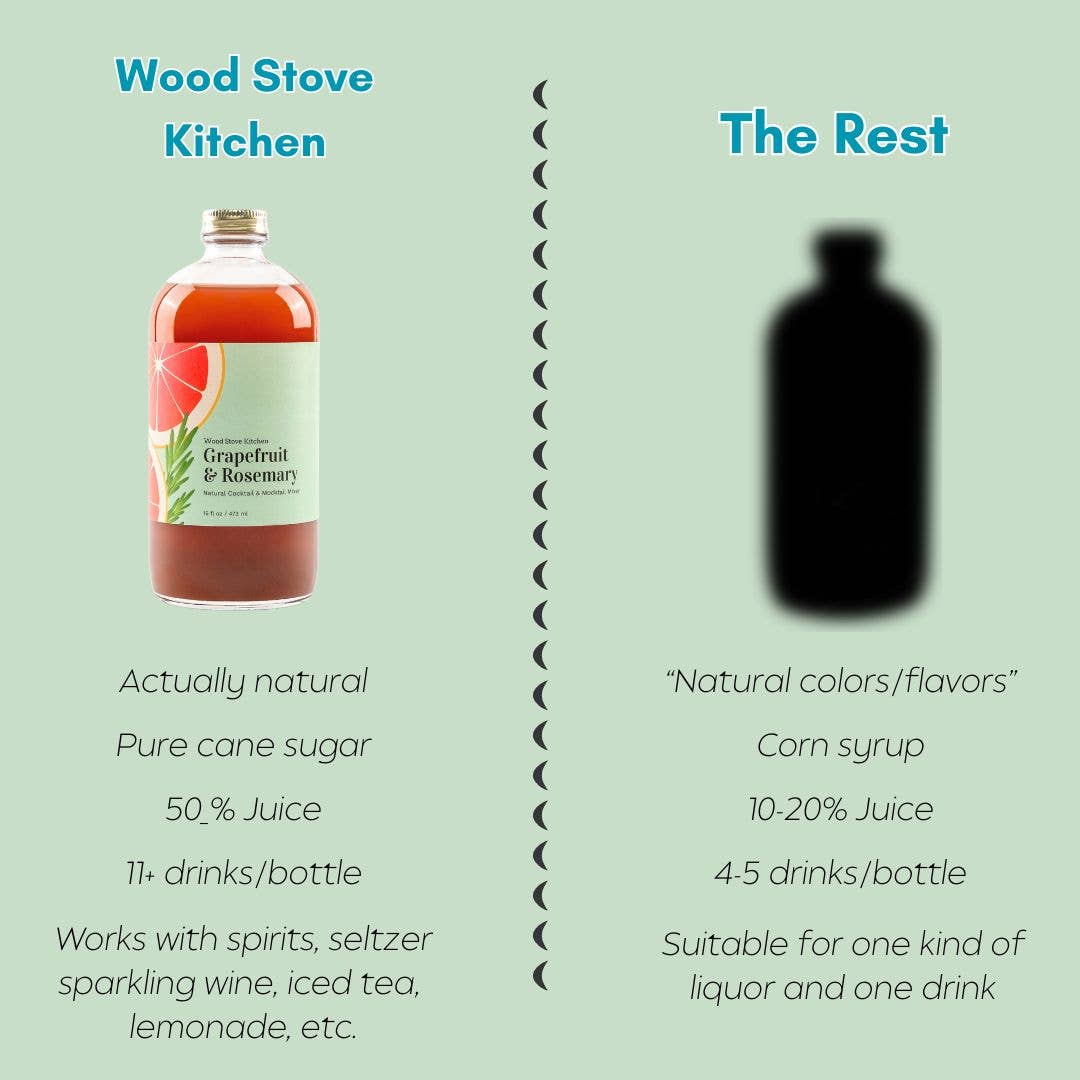 Wood Stove Kitchen - Wholesale Cocktail Mix/Syrup - Grapefruit & Rosemary Cocktail and Mocktail Mixer, 16 fl oz8