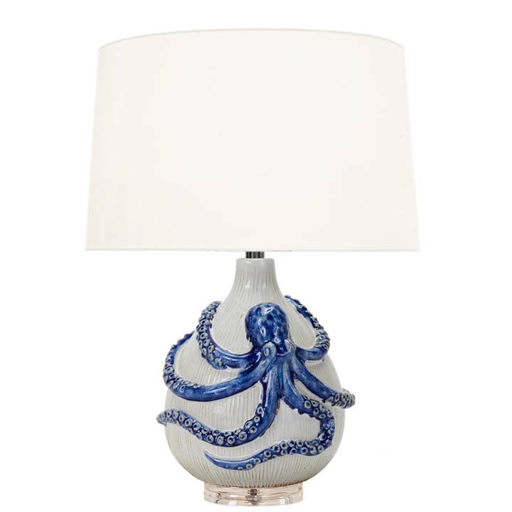 Continental Home – wholesale Accent-/skrivbordslampa – Keramisk bläckfisk bordslampa vit färg L487W