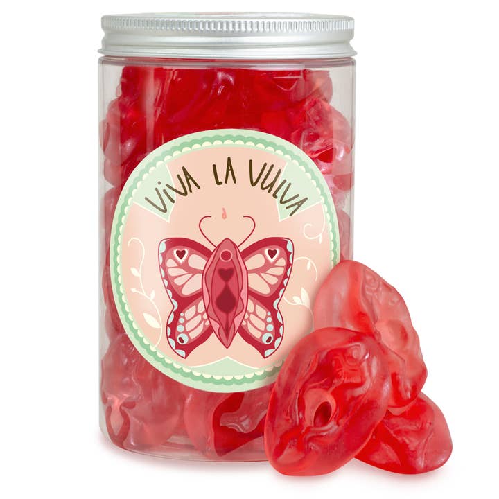 Viva la Vulva Sweet Dose M Fruit Gum Vulva Gift Tin for wholesale by Der Zuckerbäcker