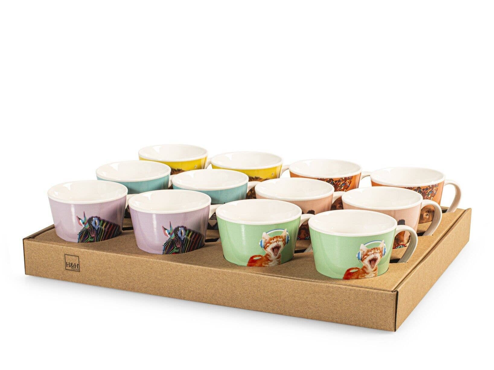 H&H - Wholesale Coffee Mug - Funnyanimals Tea Cup In New Bone China 205cc1