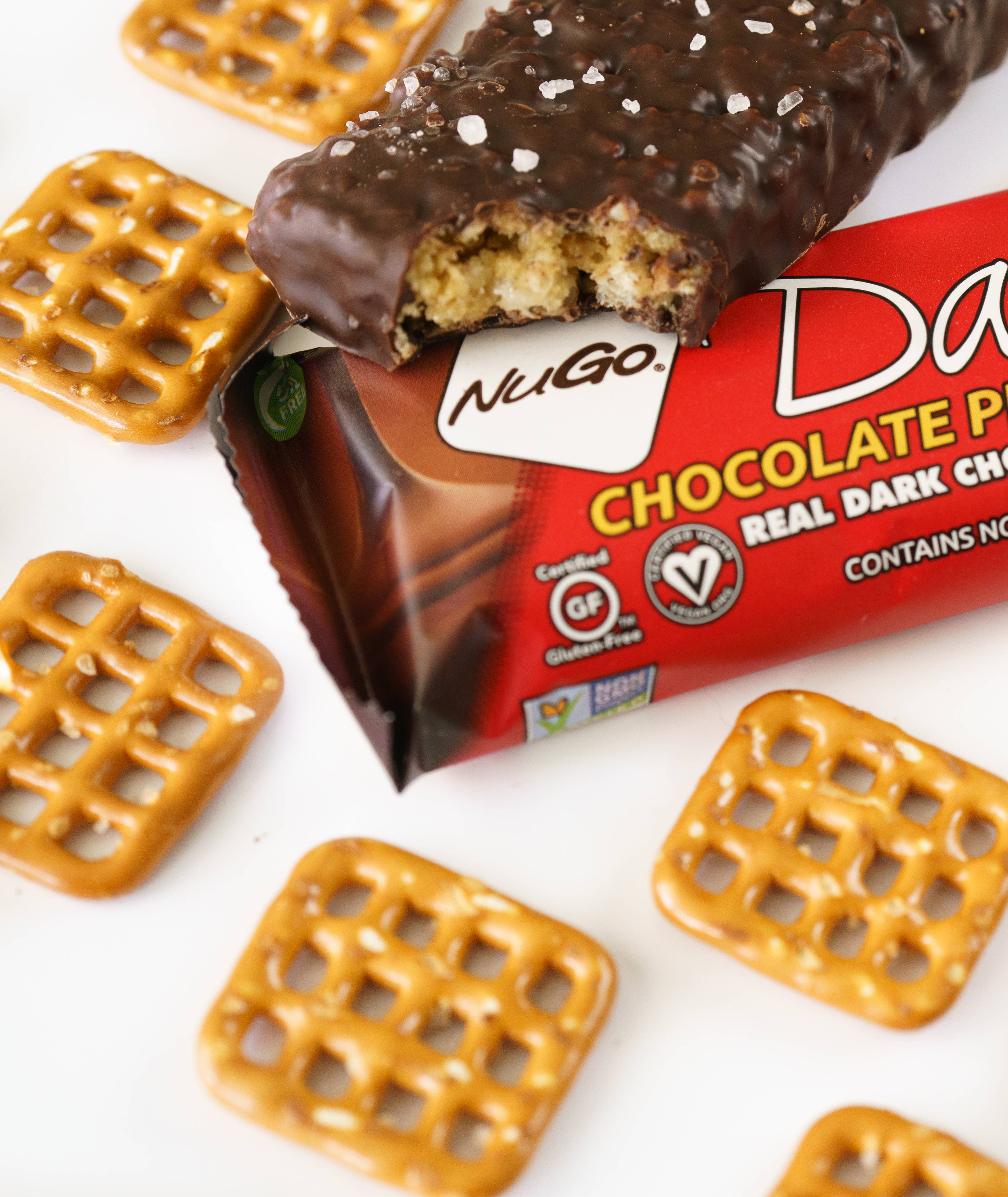 NuGo Nutrition - Wholesale Snack Bar - NuGo Dark Chocolate Pretzel Protein Bar6