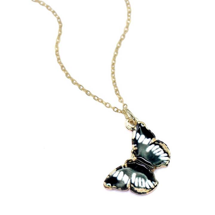 Be You Tiful Butterfly Necklace Black for wholesale by Bamboo Trading Company