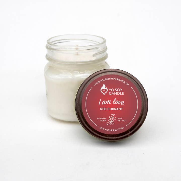 Yo Soy Candle - Wholesale Jar/Filled Candle - I AM LOVE : Red Currant Soy Candle1