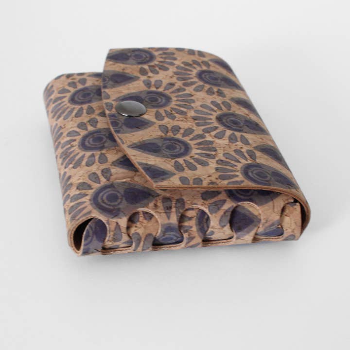 nest PURE - Wholesale Coin Purse - Women's - Snap Coin Pouch in Indigo Print Cork1