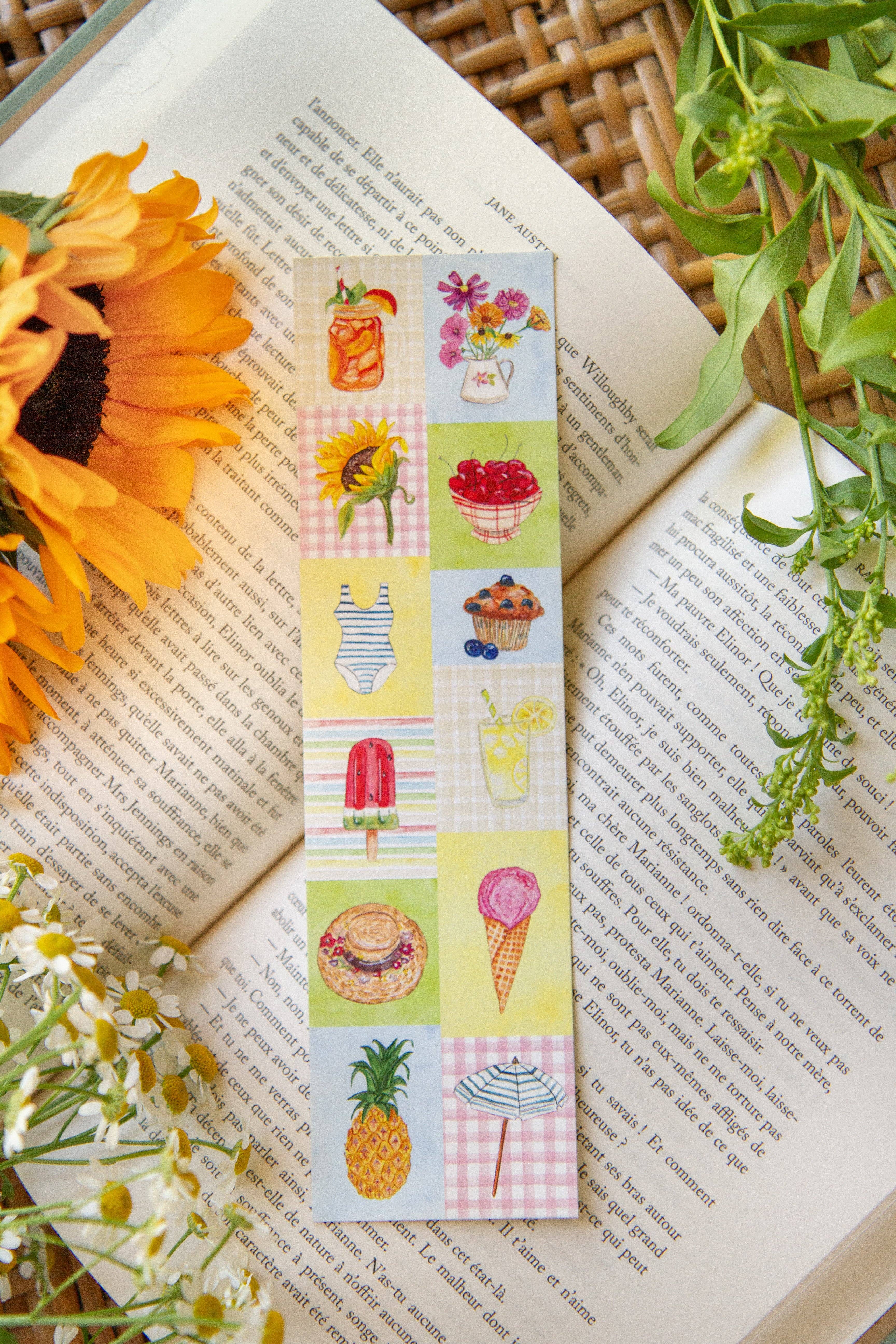 CAROFROMWOODLAND - Venta al por mayor Conjunto de papelería y tarjetas - Juego de 3 marcapáginas ilustrados de verano1