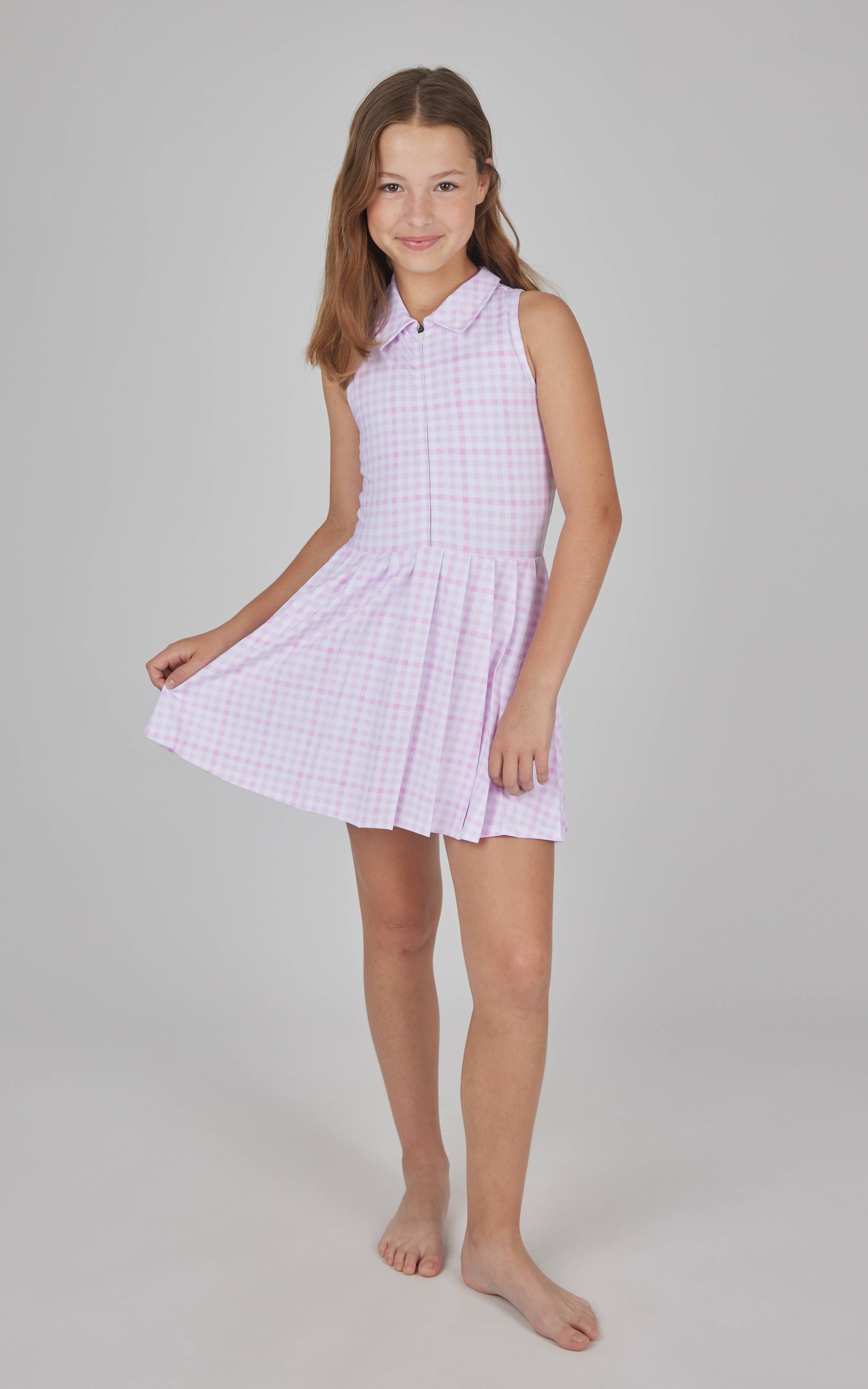 90 Degree by Reflex & Yogalicious - Wholesale Athletic Dress - Kids - Girls Sip Up Pleated Tennis Dress with Inner Short9