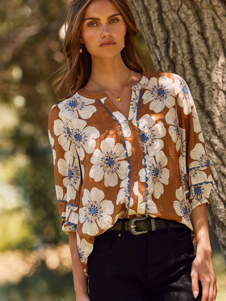 Floral Printed 3/4 Sleeve Blouse and other Purchase Wholesale ladies tops. Free Returns & Net 60 Terms on Faire trending on Faire.