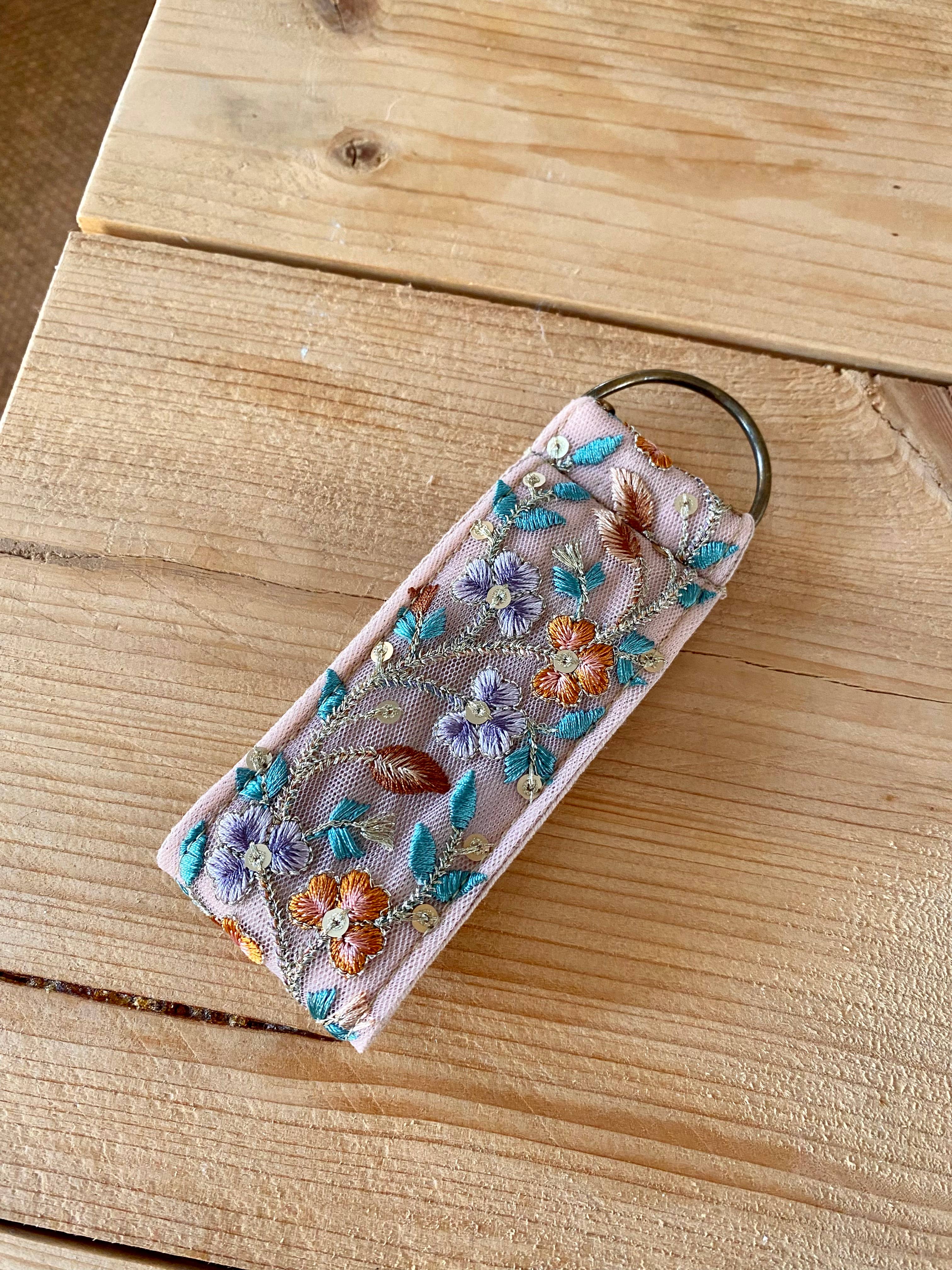 Temple of Treasure - Wholesale Keychain - Women's - Berries in Pink ~ floral fabric keychain gift 1
