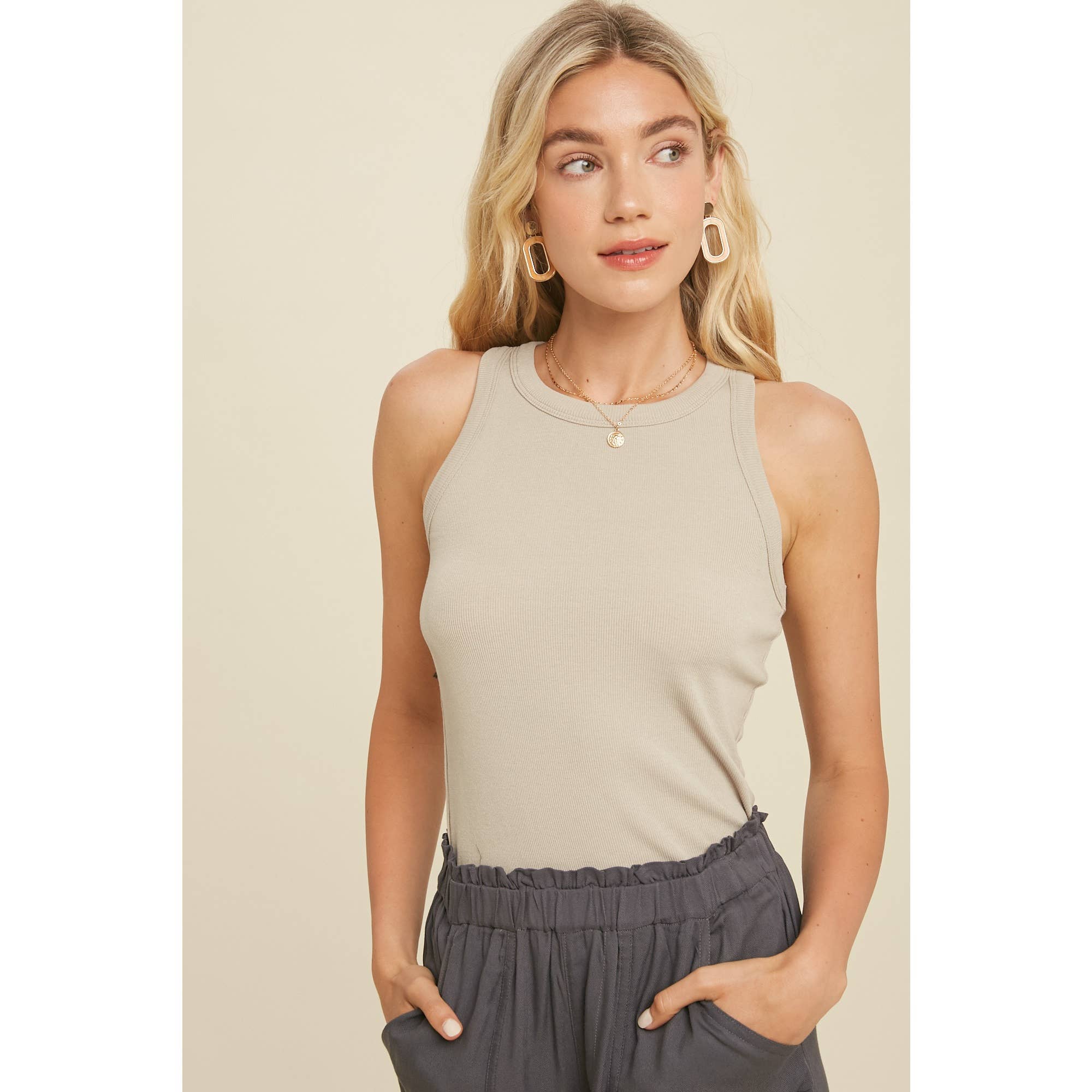 Wishlist Apparel - Wholesale Tank Top - Women's - CREW NECK RIBBED KNIT TANK TOP / WL18-104416