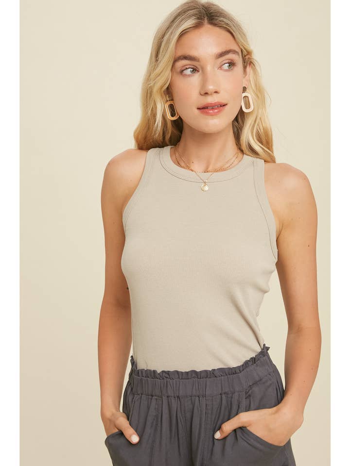 Wishlist Apparel - Wholesale Tank Top - Women's - CREW NECK RIBBED KNIT TANK TOP / WL18-104448