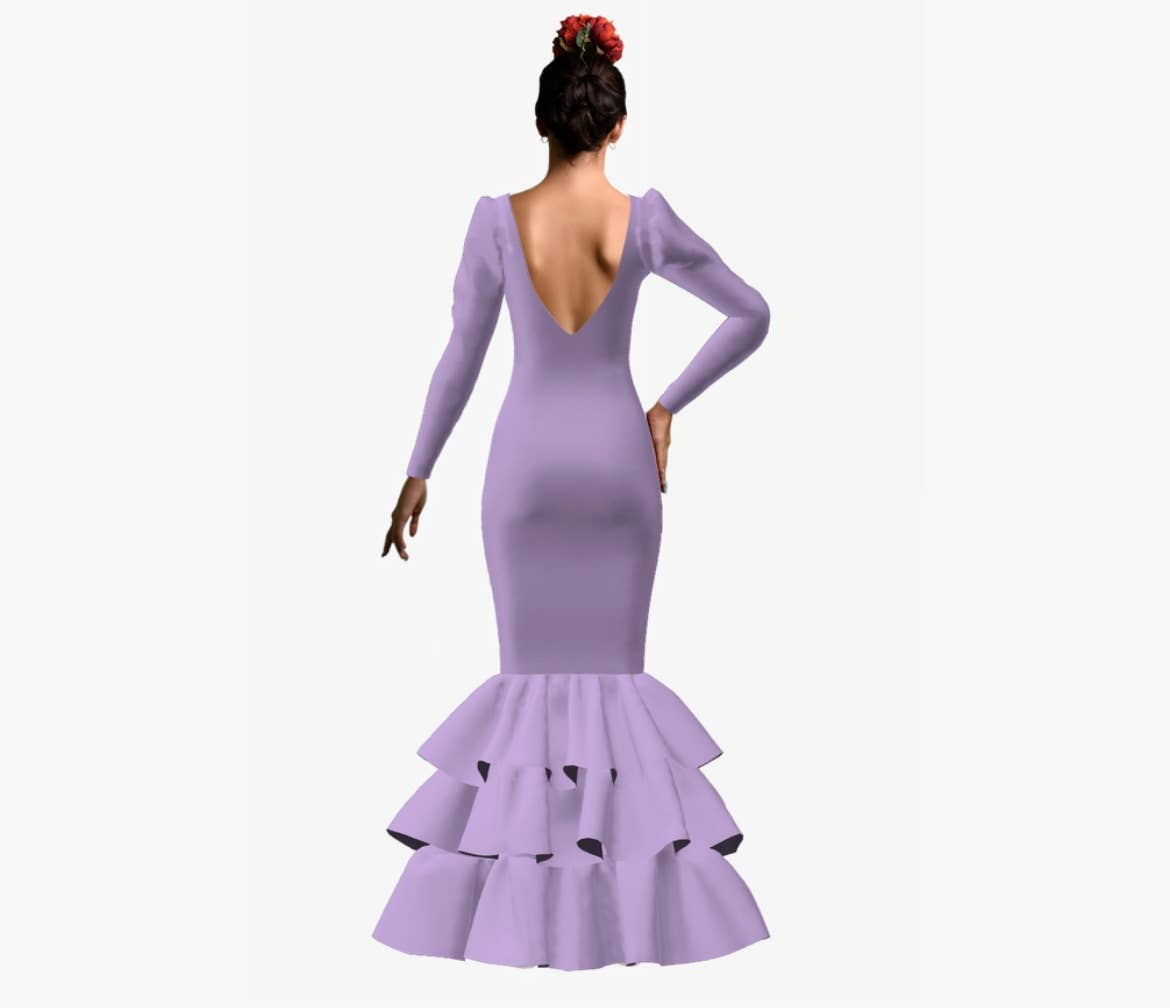 Mauve Malva Three Ruffle Flamenco Dress for wholesale on Faire1