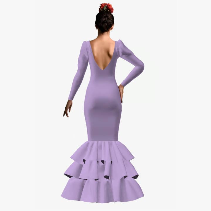 Mauve Malva Three Ruffle Flamenco Dress for wholesale on Faire1