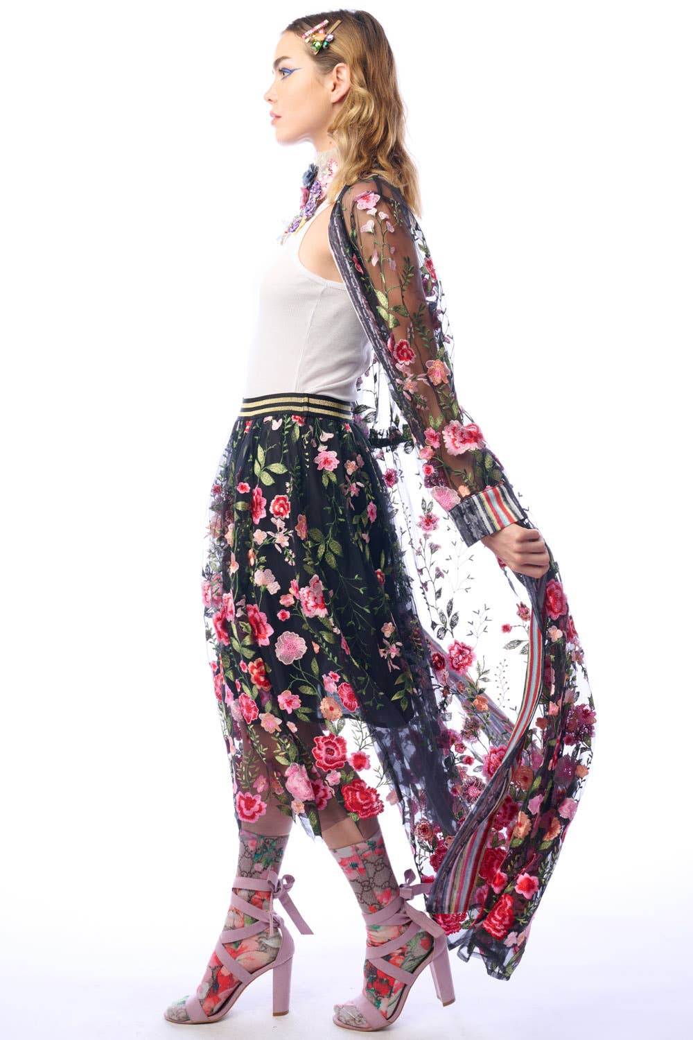 Aratta | Women's Fashion - Wholesale Kimono - Women's - Dark Rose Embroidered Duster11
