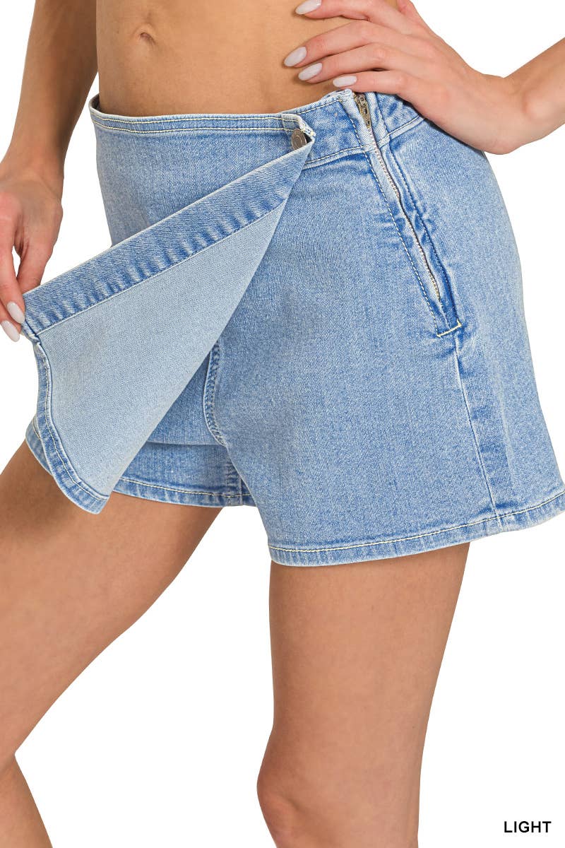 42POPS - Vente Jupe-short – femme - Jupe-culotte en denim à boutons-pression1
