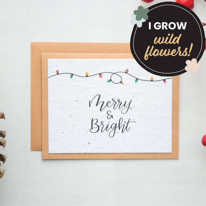 Carte de Noël à planter Merry & Bright pour la vente par Stockyard Stationery