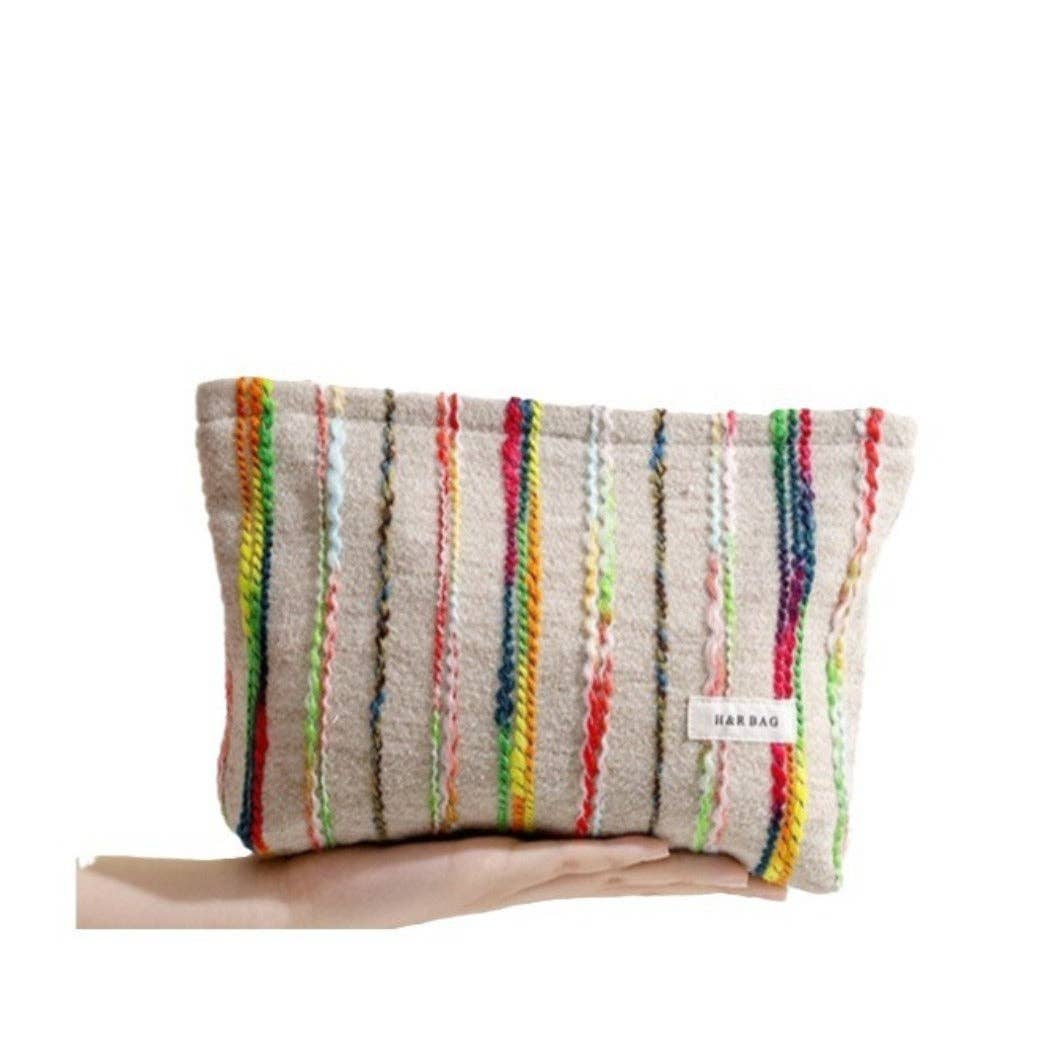 Funkyrel® Atzbranding Limited - Vendita all'ingrosso Borsa per trucchi/cosmetici - Cosbai - Pochette Beige Boho all'Uncinetto per Trucco con Cerniera0