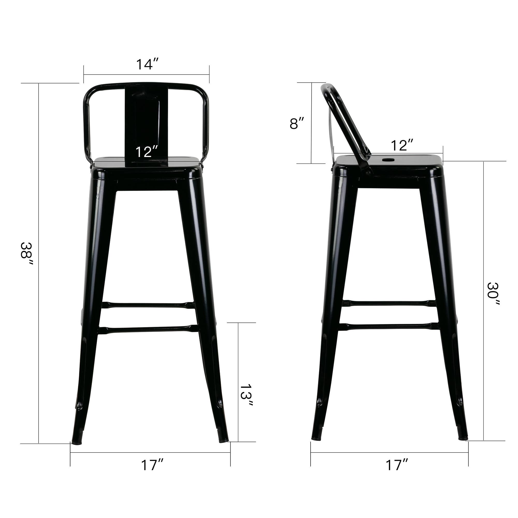 Glamour Home - Wholesale Stool - Set of 2 Barto Black Metal Bar Stool with Open Backrest6