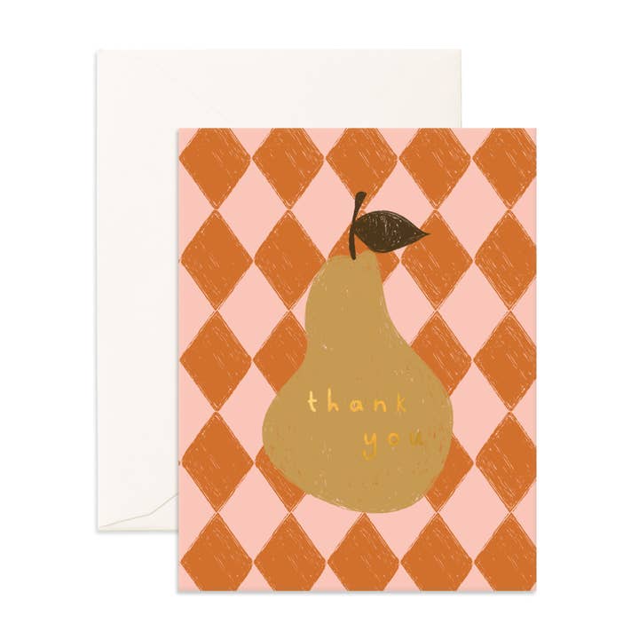 Thank You Pear Greeting Card for wholesale by Fox & Fallow