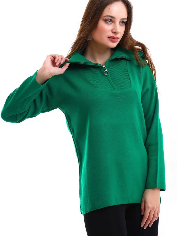 MAGLIONE IN MAGLIA CON COLLETTO CON CERNIERA per la vendita all'ingrosso da parte di Cloth Cube