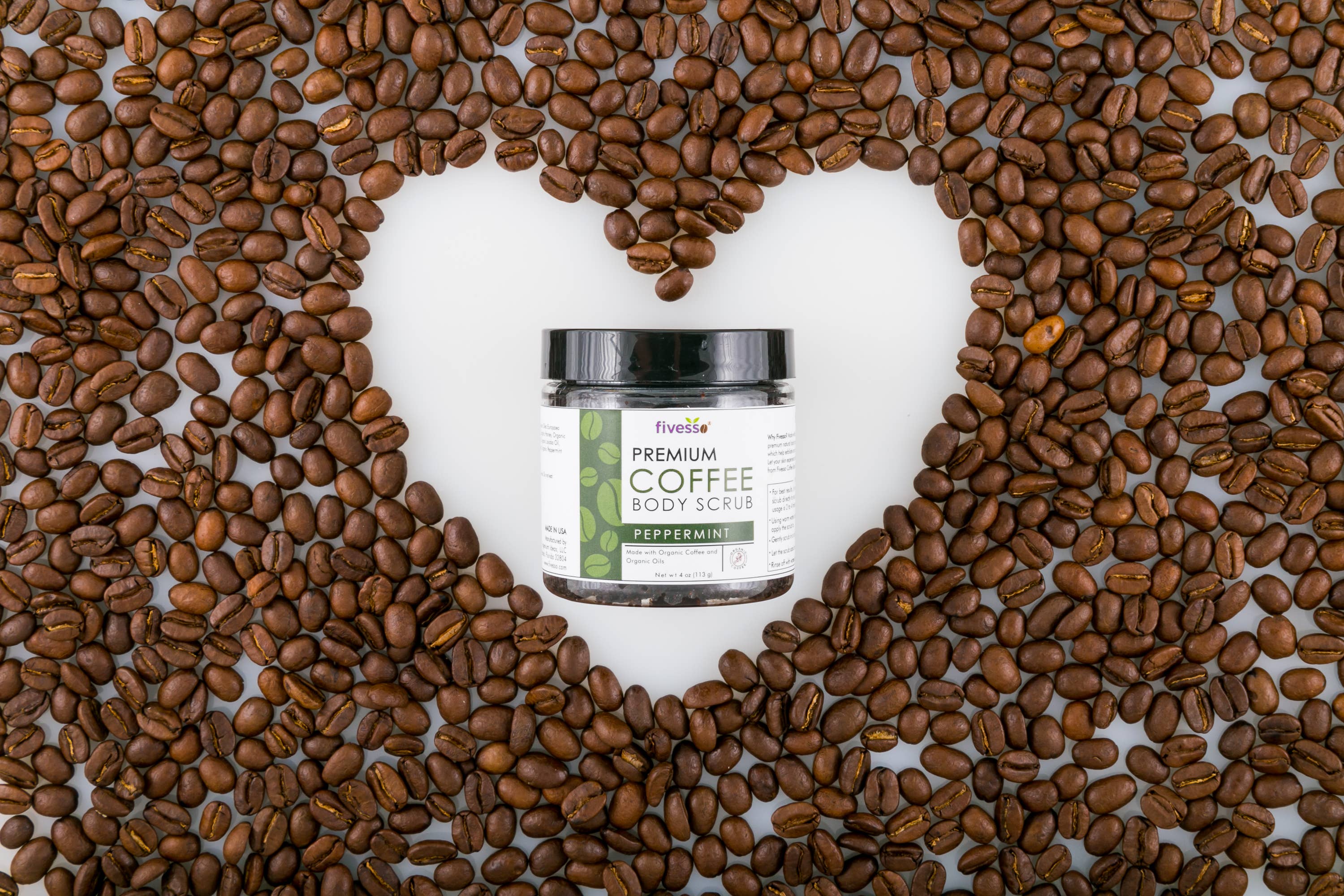 Fivesso - Organic Coffee Skincare - Wholesale Body Scrub/Exfoliant - Fivesso Mint Coffee Body Scrub2