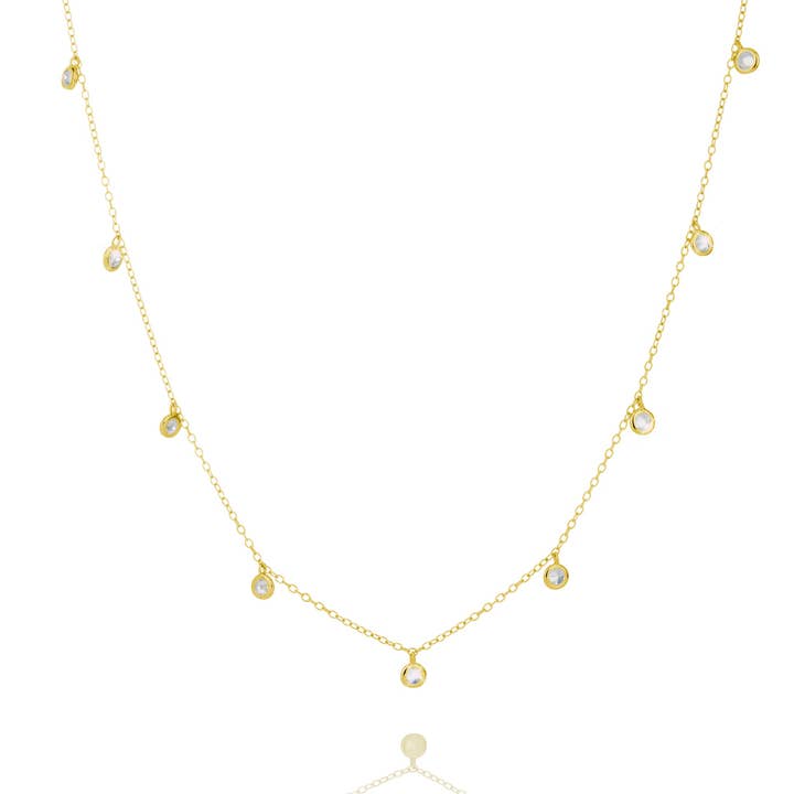 Skinnende Lille Halskæde Mange Sten - Guld for engroshandel hos bylovisa