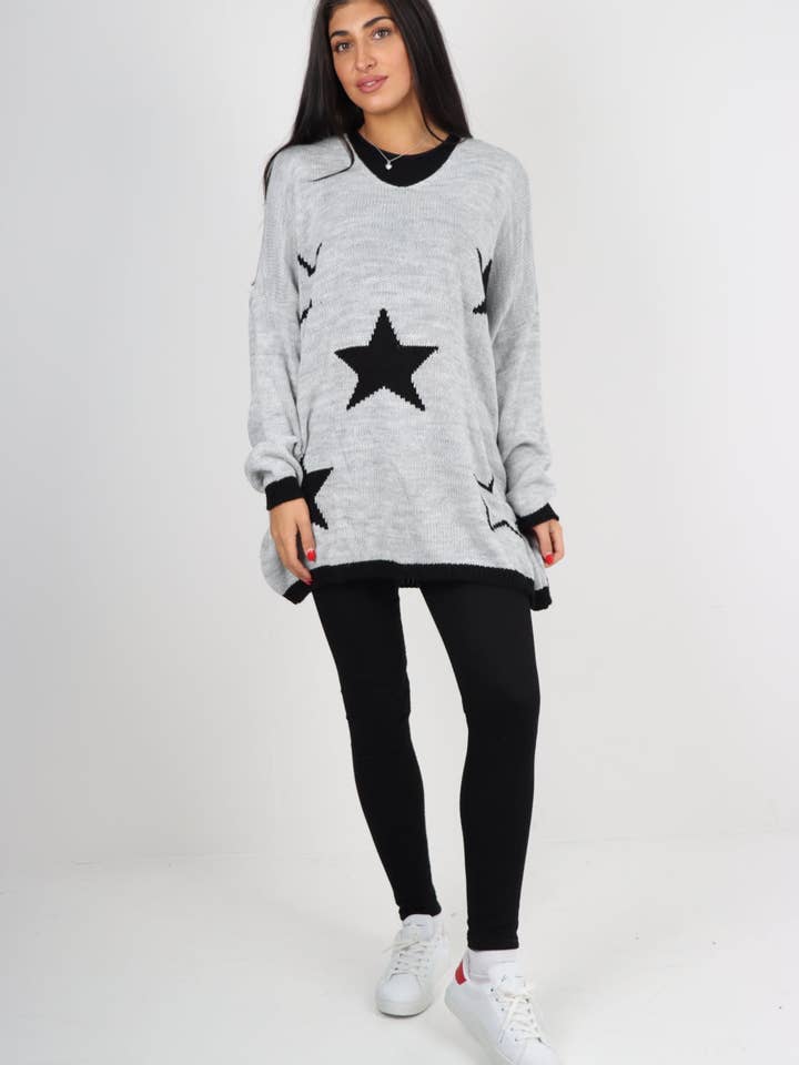 Miss Bold – wholesale Tunic sweater – Women’s – Italian Oversized Star Print Long Sleeve Jumper25