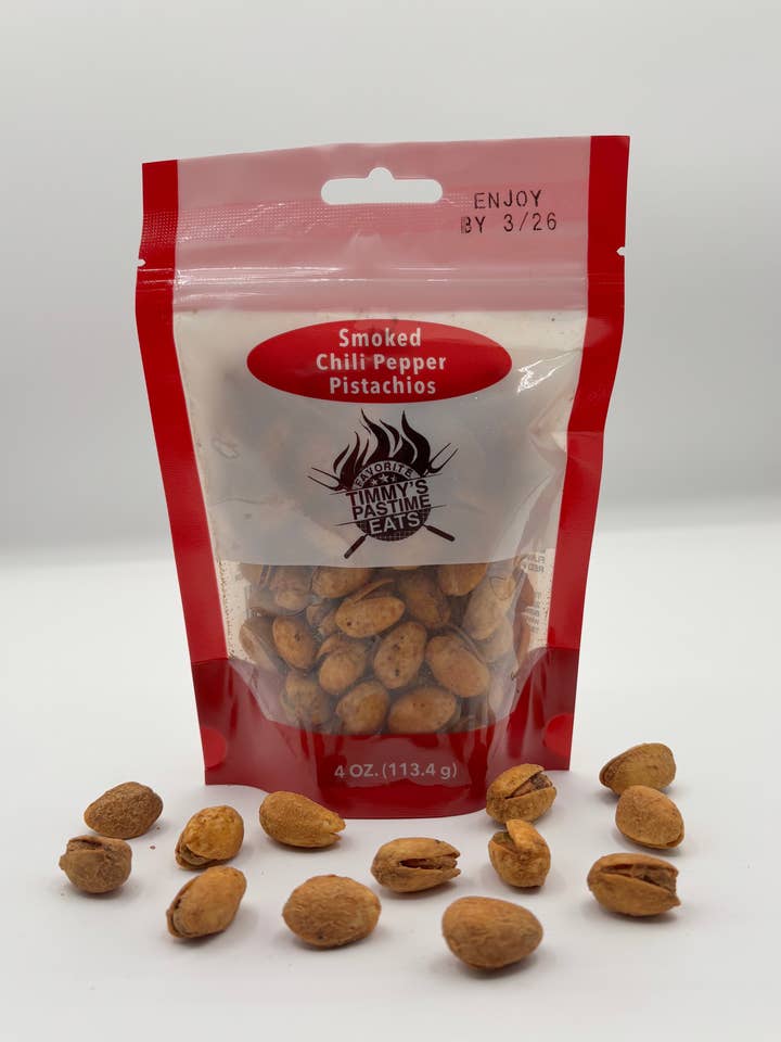 Pistaches au piment fumé - 113g pour la vente par Timmy's Pastime BBQ, Inc