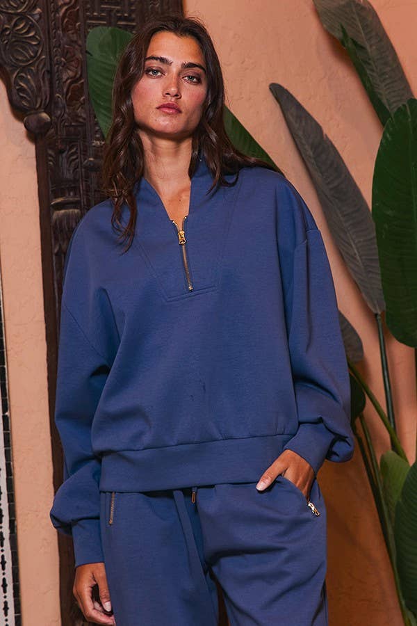 BUCKETLIST INC - Wholesale Sweatshirt - Women's - IT2154 Half Zip-up Scuba Sweatshirts78