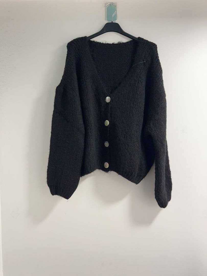 Happy look - Vendita all'ingrosso Cardigan - Donna - Cardigan in misto lana con maniche a sbuffo 4