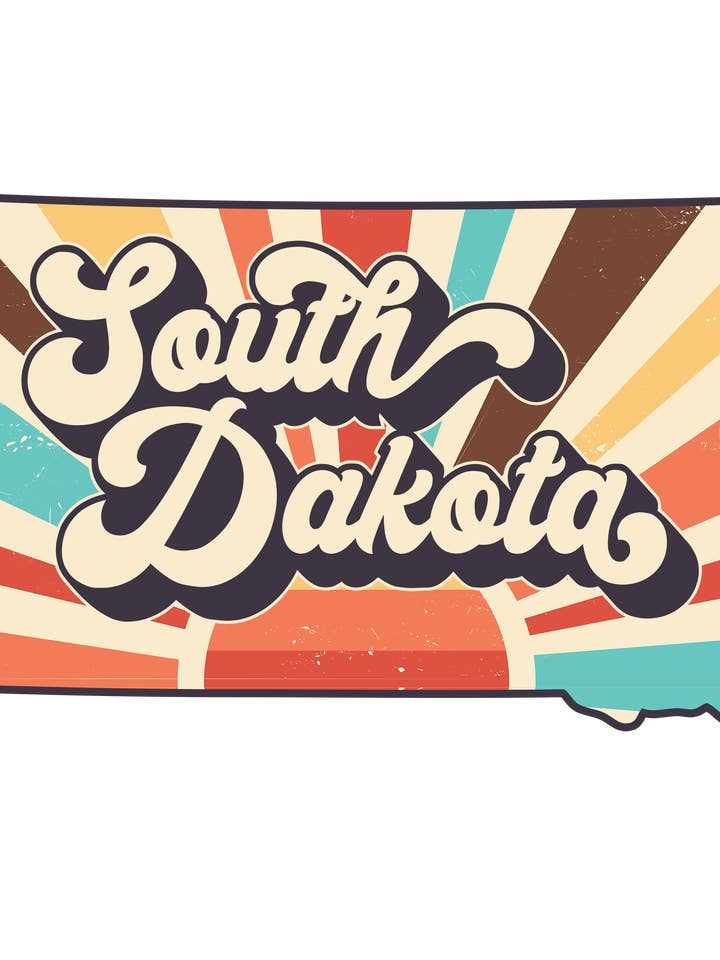 Adesivo retro del South Dakota per la vendita all'ingrosso da parte di Roaming Buffalo Design Co