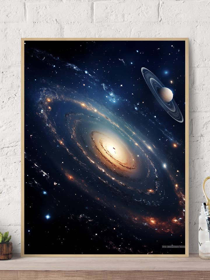 Impression murale sur toile Galaxie avec Saturne pour la vente par Arttique - Artistry Canvas Prints