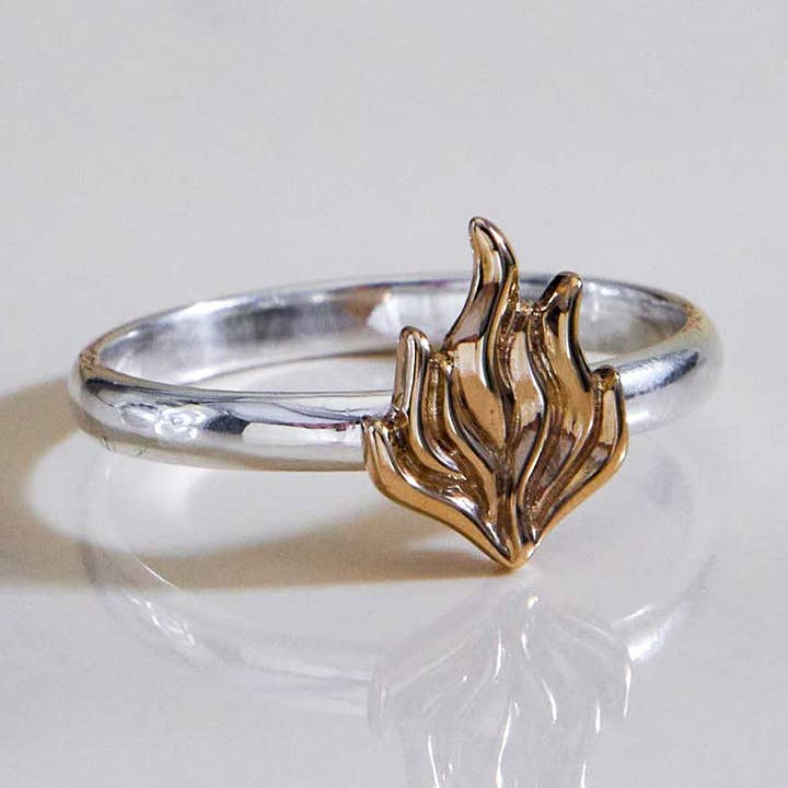 Mixed Metal Flame Stacking Ring for wholesale by Nina Designs