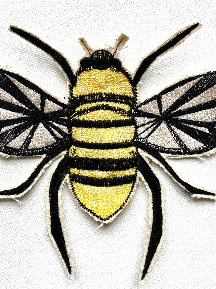 Embroidered Bee Patch for wholesale by Nature Girl Industries/Center For Lost Objects